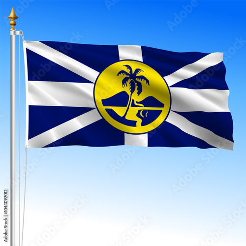 Lord Howe Island waving flag, australian territory, Australia, Oceania, vector illustration