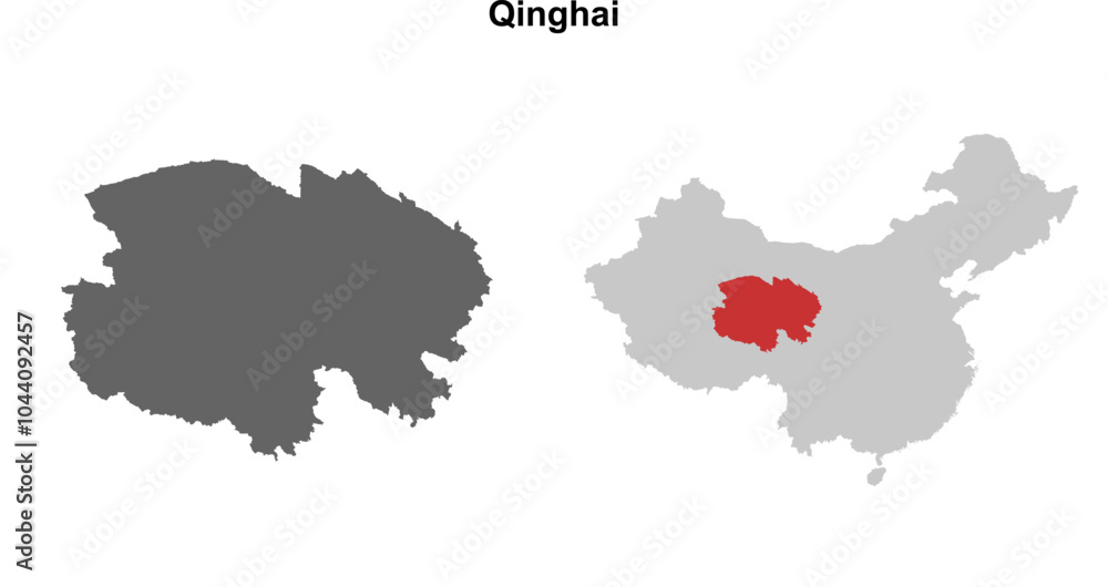 Qinghai province blank outline map set Qinghai province blank outline map set