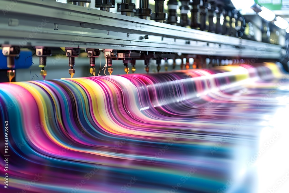 Vibrant Flow of Ink in a Modern Printing Machine Vibrant Flow of Ink in a Modern Printing Machine