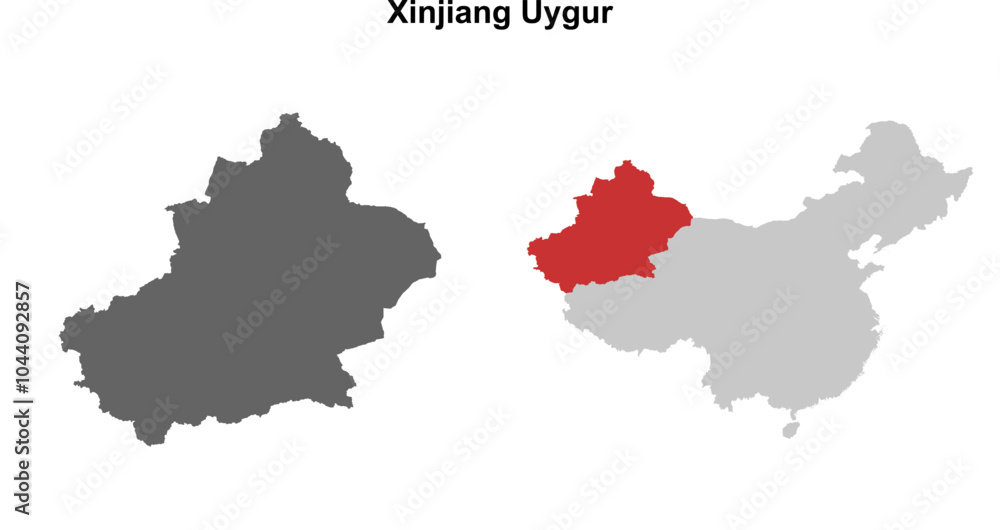 Xinjiang Uygur province blank outline map set Xinjiang Uygur province blank outline map set