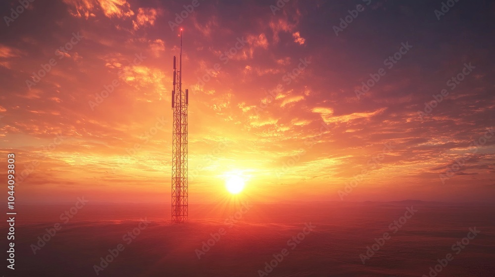 Sunset Over Radio Tower and Landscape Sunset Over Radio Tower and Landscape