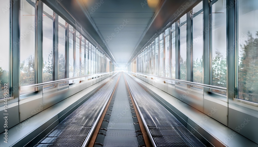 futuristic interfaces of the corridor of the railway, blurred motion; modern architecture; concept vertical lines futuristic interfaces of the corridor of the railway, blurred motion; modern architecture; concept vertical lines