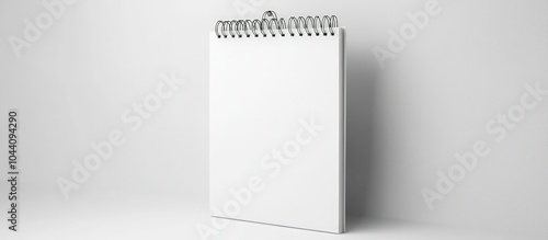 Vertical wall hanging calendar mockup, wire-bound, in perspective view on white photo