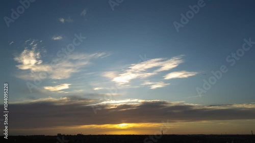 Timelapse of Sunrise with fluffy clouds