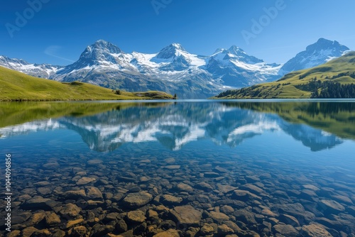 Peaceful alpine landscape with lake