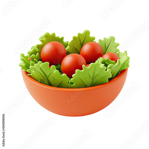 Salad bowl 3d icon PNG, cartoon style minimal on transparent, isolate on white background