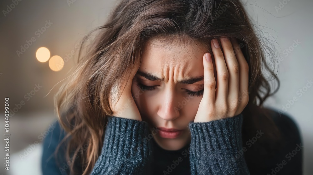 Close-up of a persons intense gaze, showing deep emotional distress, anxiety, and mental strain, Generative Ai Close-up of a persons intense gaze, showing deep emotional distress, anxiety, and mental strain, Generative Ai