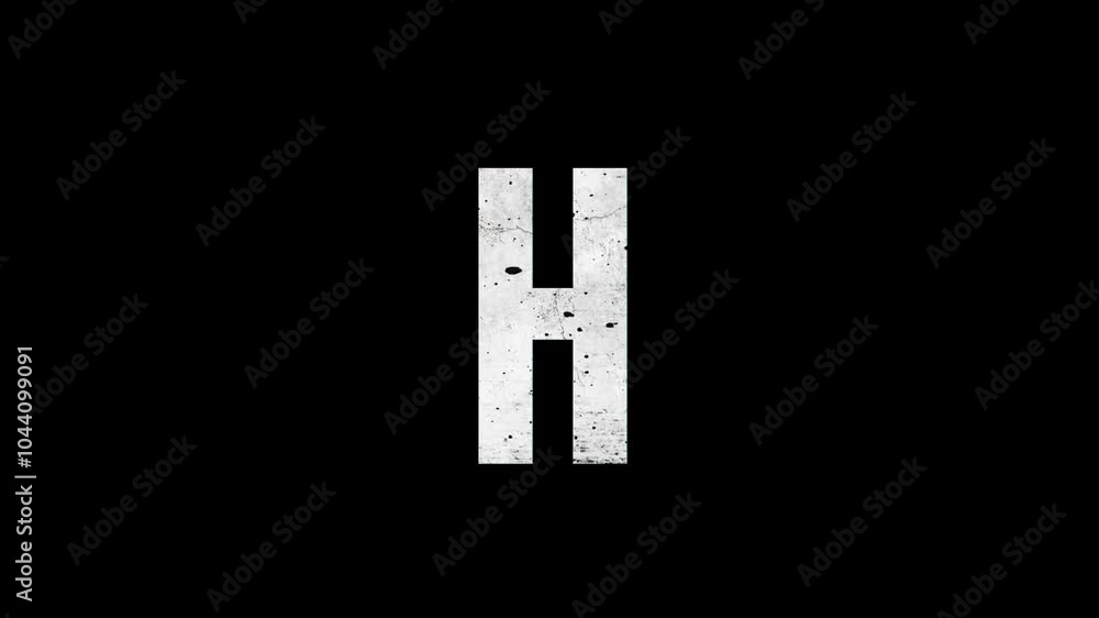 Letter H with colored particles and ash, letter smoldering, English alphabet, alpha channel Letter H with colored particles and ash, letter smoldering, English alphabet, alpha channel