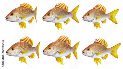 Set of Red Snapper Fishes Isolated on a Transparent Background Generative AI photo