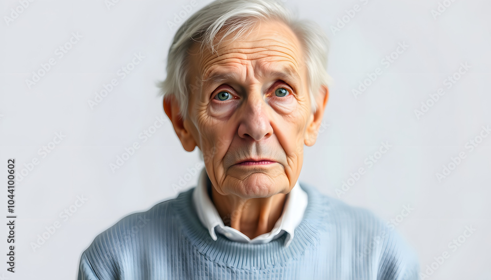 Obraz premium Dementia in senior people. Memory loss. Awareness of Alzheimer's, Parkinson's disease, stroke or mental health isolated with white highlights, png