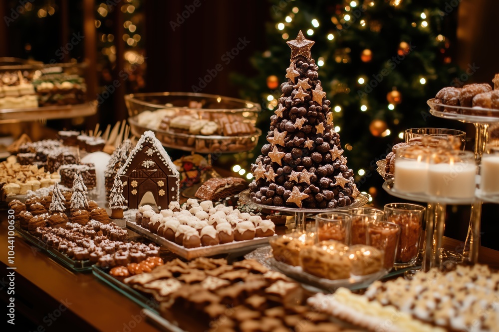 Holiday treats on a festive buffet Holiday treats on a festive buffet