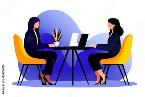 Man and woman are sitting at a desk with computer monitor in front. Discussion, computer, happy business people at night in office for project research, planning, website. Corporate, professional