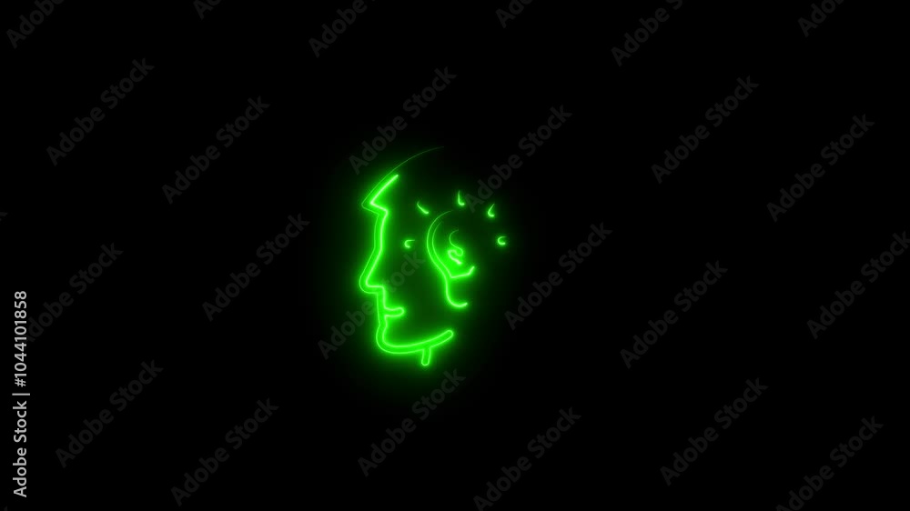 This is a neon icon of nose, ear and throat. head icon yellow neon line on a black background. This is a neon icon of nose, ear and throat. head icon yellow neon line on a black background.