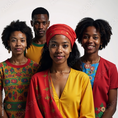 A diverse group of African Americans from various nationalities depicted in vector illustration style