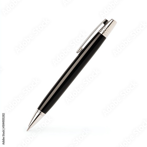 Sleek black ballpoint pen with a metallic finish, perfect for professional settings and smooth writing experiences.