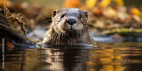 Otter in a stream