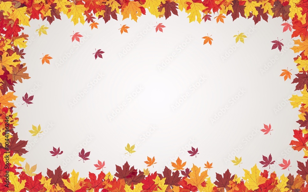 Autumn leaves border frame on a white background with copy space. Autumn leaves border frame on a white background with copy space.