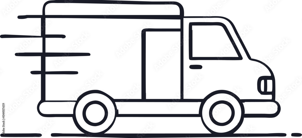 Fast-moving shipping delivery truck line art vector icon. Vector illustration isolated on a white background. Fast-moving shipping delivery truck line art vector icon. Vector illustration isolated on a white background.