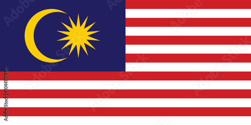 Malaysia Flag national official in real colors, standard size and correct proportions vector illustration isolated design for National day of Malaysia 31st August or Malaysia Day 16 September eps 10.