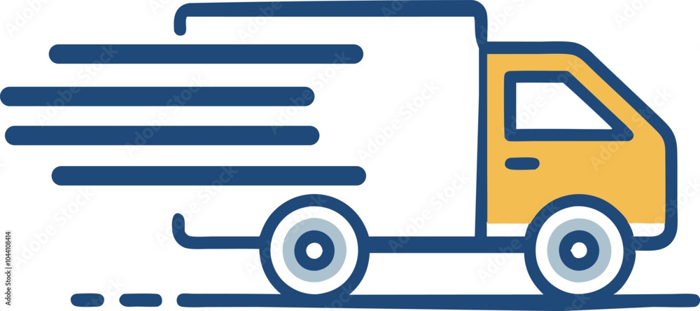 Fast-moving shipping delivery truck line art vector icon. Vector illustration isolated on a white background. Fast-moving shipping delivery truck line art vector icon. Vector illustration isolated on a white background.