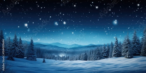 Snowy forest at night