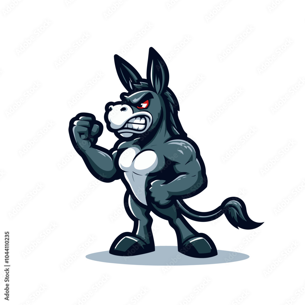 Angry agressive modern style cartoon donkey mascot character. Isolated vector illustration Angry agressive modern style cartoon donkey mascot character. Isolated vector illustration