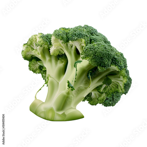 Close-up of a fresh, green broccoli floret.  isolated on transparent background