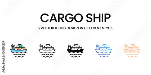 Cargo Ship vector icons set ready to use web and mobile apps