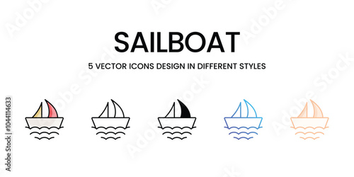 Sailboat vector icons set ready to use web and mobile apps