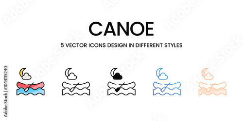 Canoe vector icons set ready to use web and mobile apps
