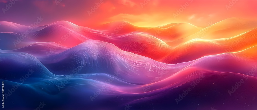 custom made wallpaper toronto digitalA vibrant, abstract landscape featuring undulating hills in shades of pink, purple, and blue. The soft, flowing forms create a dreamy atmosphere at sunset.