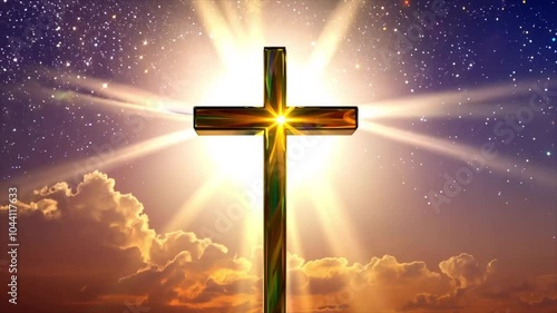 Beautiful Christian cross in the sky generative AI