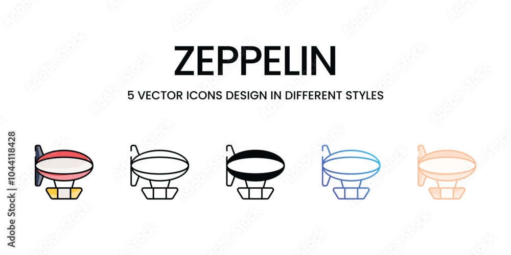 Zeppelin vector icons set ready to use web and mobile apps Zeppelin vector icons set ready to use web and mobile apps