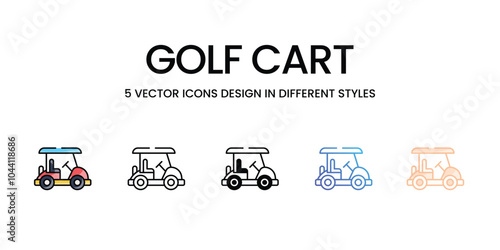 Golf Cart vector icons set ready to use web and mobile apps