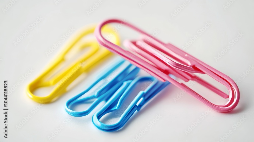 Close up colorful paper clips isolated on white background. Close up colorful paper clips isolated on white background.