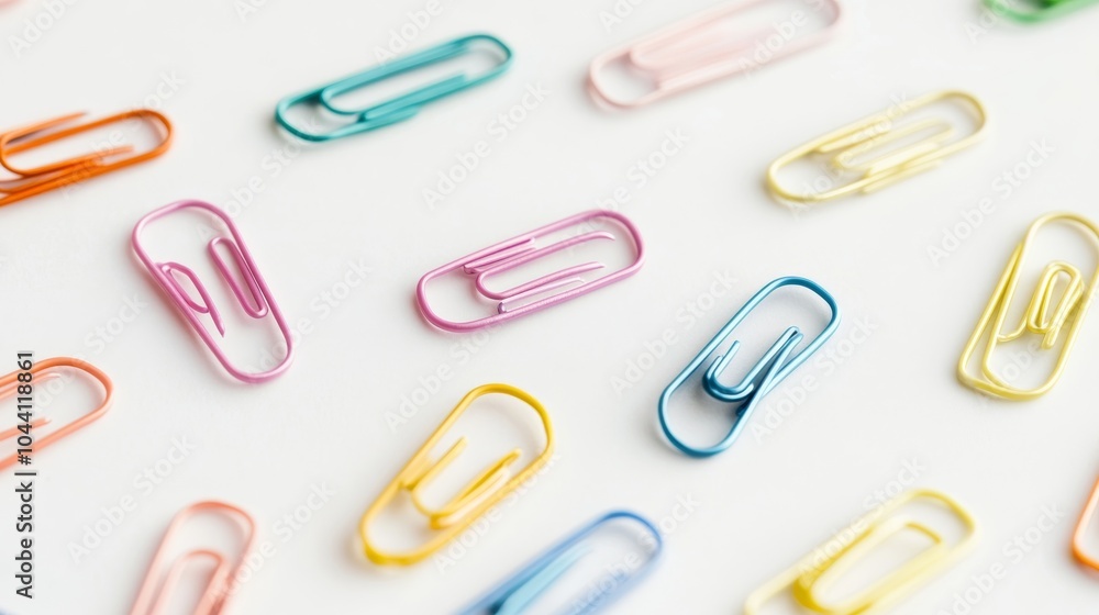 Close up colorful paper clips isolated on white background. Close up colorful paper clips isolated on white background.