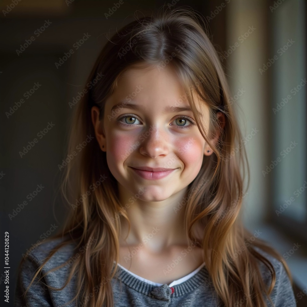 A young cute Caucasian girl residing in France is captured in a moment of reflection, her wavy hair falling gracefully around her shoulders while she exudes calm confidence. Generative AI A young cute Caucasian girl residing in France is captured in a moment of reflection, her wavy hair falling gracefully around her shoulders while she exudes calm confidence. Generative AI