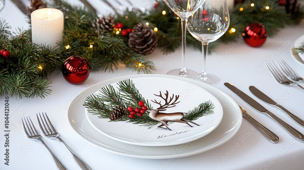 This tablecloth showcases red Nordic patterns and reindeer, adding a festive touch to holiday meals and gatherings with loved ones. This tablecloth showcases red Nordic patterns and reindeer, adding a festive touch to holiday meals and gatherings with loved ones.