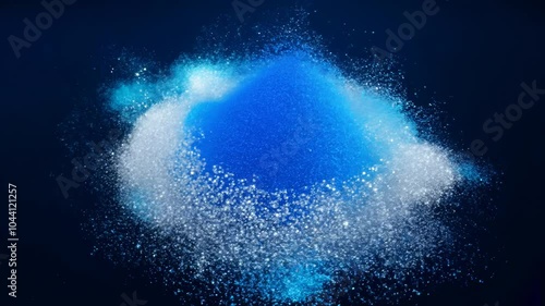 Bright blue energy sphere glowing in a dark cosmic space, radiating light and particles
