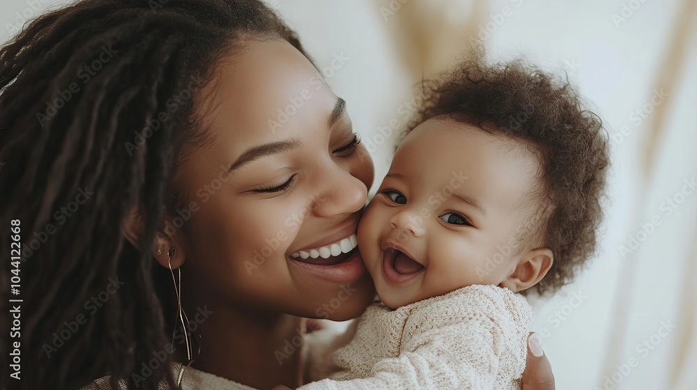 A happy young mother showers her newborn baby with kisses, symbolizing the love and care that makes healthcare and motherhood so special. A happy young mother showers her newborn baby with kisses, symbolizing the love and care that makes healthcare and motherhood so special.