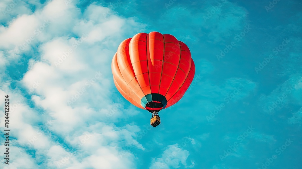 Fototapeta premium Vibrant Hot Air Balloon Against a Blue Sky