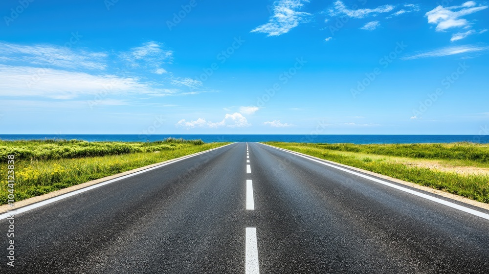 Scenic Coastal Road with Blue Ocean View Scenic Coastal Road with Blue Ocean View