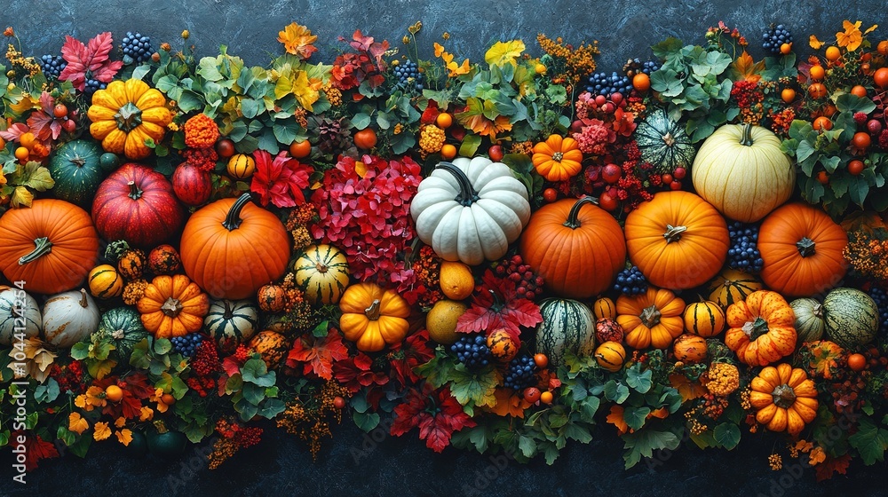 Thanksgiving Autumn Frame with Pumpkins and Fall Leaves Thanksgiving Autumn Frame with Pumpkins and Fall Leaves