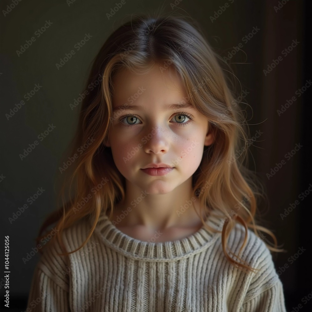 A young cute Caucasian girl residing in France is captured in a moment of reflection, her wavy hair falling gracefully around her shoulders while she exudes calm confidence. Generative AI A young cute Caucasian girl residing in France is captured in a moment of reflection, her wavy hair falling gracefully around her shoulders while she exudes calm confidence. Generative AI