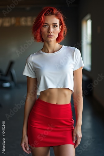 Girl Wearing White Blank T-Shirt Mockup
