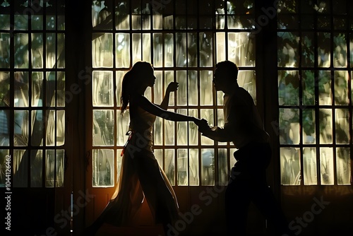 Captivating Silhouette Dance Against a Sunlit Window