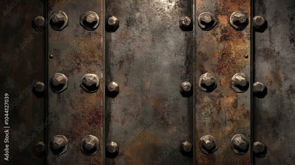 Rusty Metal Wall with Bolts and Fasteners Rusty Metal Wall with Bolts and Fasteners