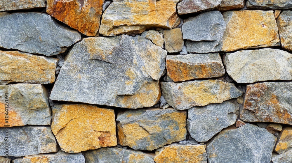 Natural Stone Wall with Varied Textures and Colors Natural Stone Wall with Varied Textures and Colors