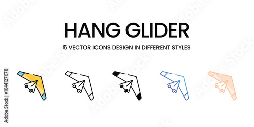 Hang Glider vector icons set ready to use web and mobile apps