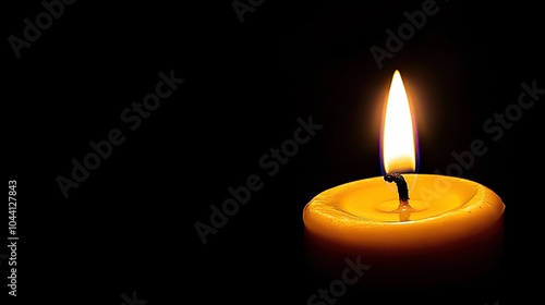 Candle Flame in Dark Background with Warm Glow